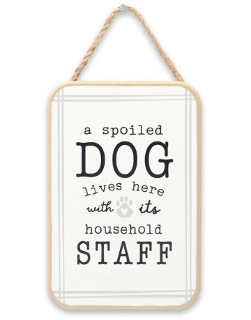Let's face it - your pup rules the roost. Admit defeat and show just how much you love your loyal pooch with this fun wall decor.

This is an Open Road Brands officially licensed product. Make a dog-gone funny statement in your living room, entryway, or hallway with this fun sign.
Made In the USA
Product Category:
Signs & Wall Art
Material Description: Wood
Size: 3.75" W X 5.625" H X 0.25" D
